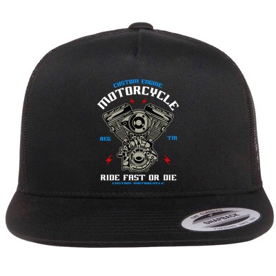 Bike Custom Engine Mechanics Gift Flatbill Hat