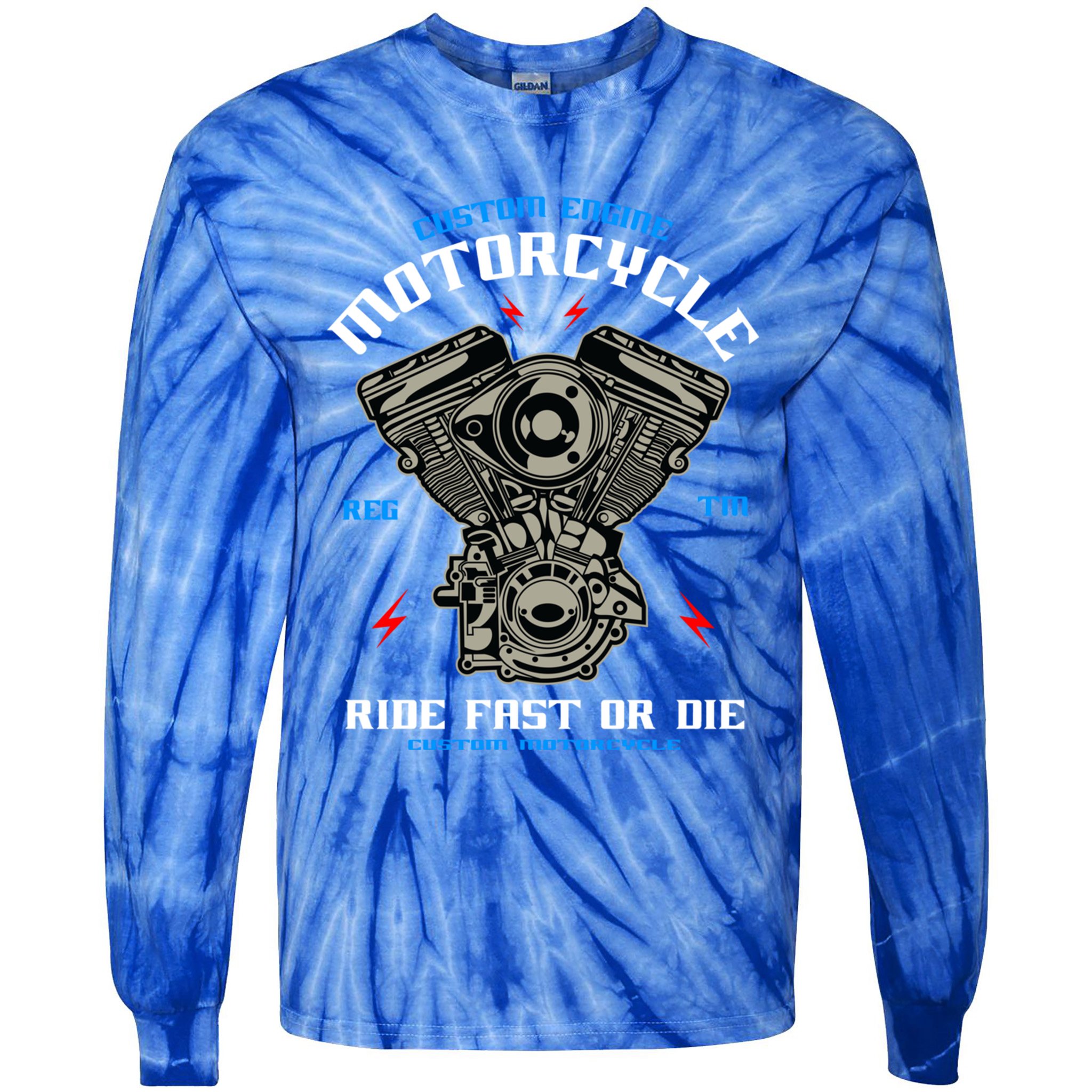 Bike Custom Engine Mechanics Gift Tie-Dye Long Sleeve Shirt