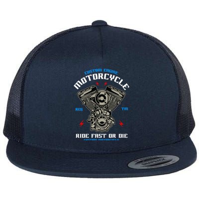 Bike Custom Engine Mechanics Gift Flat Bill Trucker Hat