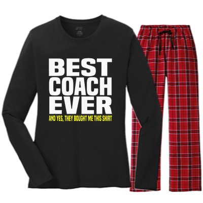 Best Coach Ever Yes They Bought Me This Coach Gift Women's Long Sleeve Flannel Pajama Set 