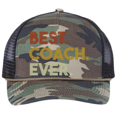 Best Coach Ever Gift For Sports Coach Gift Retro Rope Trucker Hat Cap