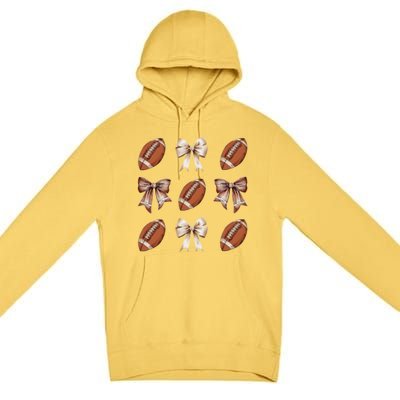 Brown Coquette Football Football Mom Sports Mom Premium Pullover Hoodie