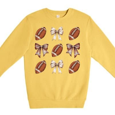 Brown Coquette Football Football Mom Sports Mom Premium Crewneck Sweatshirt