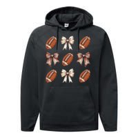 Brown Coquette Football Football Mom Sports Mom Performance Fleece Hoodie