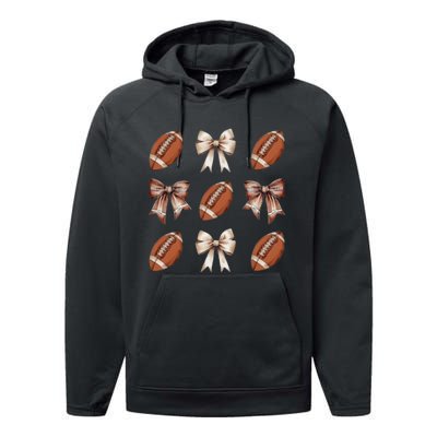 Brown Coquette Football Football Mom Sports Mom Performance Fleece Hoodie