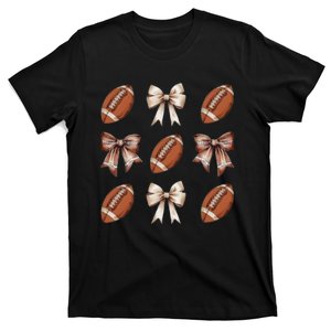 Brown Coquette Football Football Mom Sports Mom T-Shirt