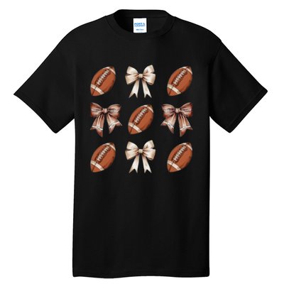 Brown Coquette Football Football Mom Sports Mom Tall T-Shirt