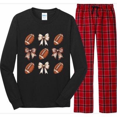 Brown Coquette Football Football Mom Sports Mom Long Sleeve Pajama Set