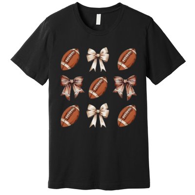 Brown Coquette Football Football Mom Sports Mom Premium T-Shirt