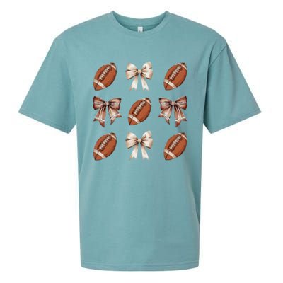 Brown Coquette Football Football Mom Sports Mom Sueded Cloud Jersey T-Shirt