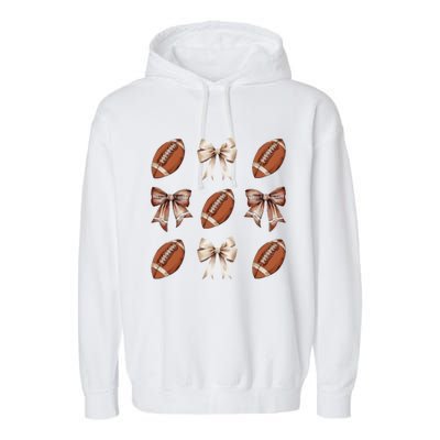 Brown Coquette Football Football Mom Sports Mom Garment-Dyed Fleece Hoodie