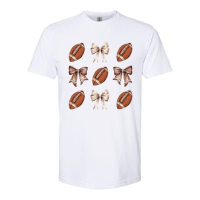 Brown Coquette Football Football Mom Sports Mom Softstyle CVC T-Shirt