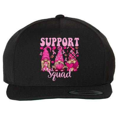 Breast Cancer For Gnomes Support Squad Gnomies Wool Snapback Cap