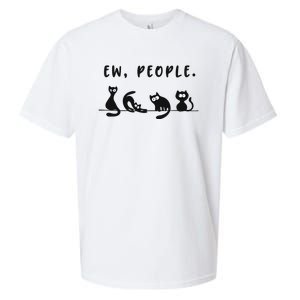 Black Ca Funny Ew People Meowy Cat Lovers Gift Sueded Cloud Jersey T-Shirt