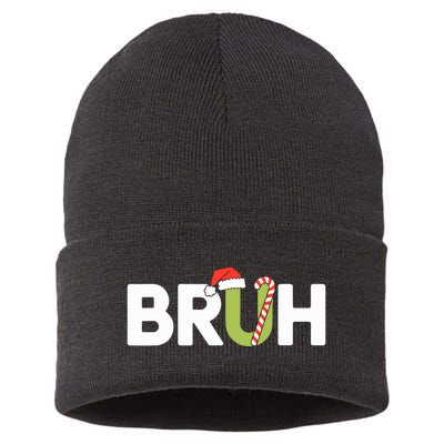 Bruh Christmas Funny Christmas Sustainable Knit Beanie