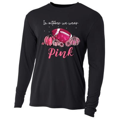 Breast Cancer Football Pink Sunflower Pumpkin Cooling Performance Long Sleeve Crew