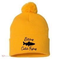 Bitches Catch Fishes Pom Pom 12in Knit Beanie