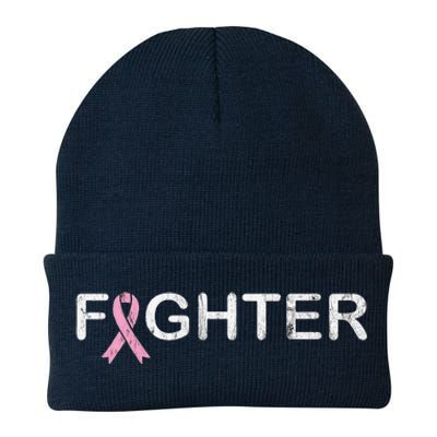 Breast Cancer Fighter World Cancer Day Pink Ribbon Knit Cap Winter Beanie