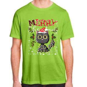 Black Cat Funny Xmas Light Kawaii Cat Lovers Merry Christmas Gift Adult ChromaSoft Performance T-Shirt