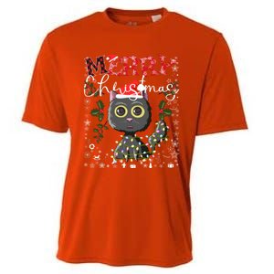 Black Cat Funny Xmas Light Kawaii Cat Lovers Merry Christmas Gift Cooling Performance Crew T-Shirt