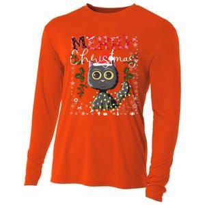 Black Cat Funny Xmas Light Kawaii Cat Lovers Merry Christmas Gift Cooling Performance Long Sleeve Crew