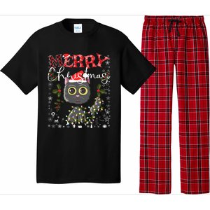 Black Cat Funny Xmas Light Kawaii Cat Lovers Merry Christmas Gift Pajama Set