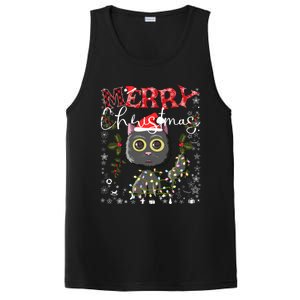 Black Cat Funny Xmas Light Kawaii Cat Lovers Merry Christmas Gift PosiCharge Competitor Tank