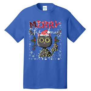 Black Cat Funny Xmas Light Kawaii Cat Lovers Merry Christmas Gift Tall T-Shirt