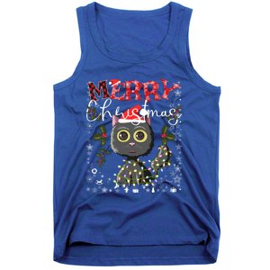 Black Cat Funny Xmas Light Kawaii Cat Lovers Merry Christmas Gift Tank Top