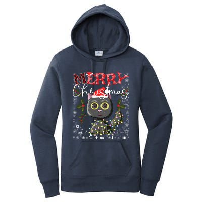 Black Cat Funny Xmas Light Kawaii Cat Lovers Merry Christmas Gift Women's Pullover Hoodie