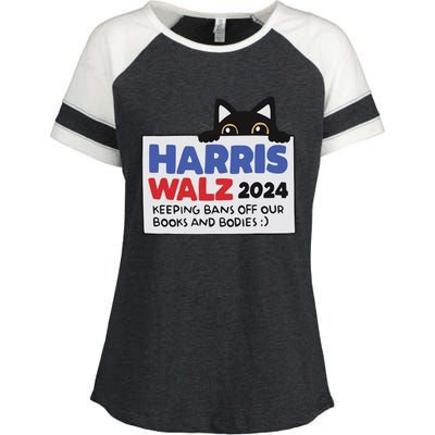 Black Cat Funny Harris Keeping Bans Off Our Books And Bodies Enza Ladies Jersey Colorblock Tee