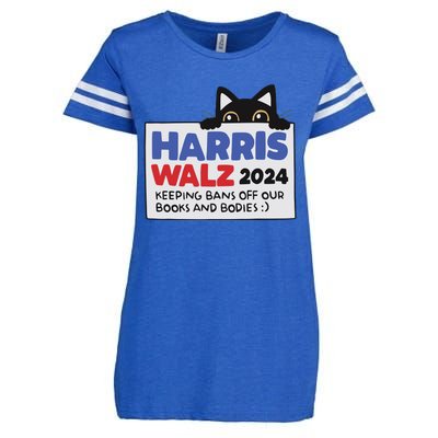 Black Cat Funny Harris Keeping Bans Off Our Books And Bodies Enza Ladies Jersey Football T-Shirt