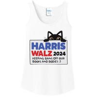 Black Cat Funny Harris Keeping Bans Off Our Books And Bodies Ladies Essential Tank