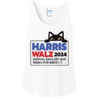 Black Cat Funny Harris Keeping Bans Off Our Books And Bodies Ladies Essential Tank