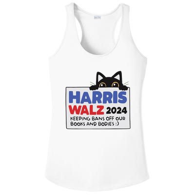 Black Cat Funny Harris Keeping Bans Off Our Books And Bodies Ladies PosiCharge Competitor Racerback Tank