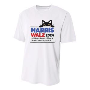 Black Cat Funny Harris Keeping Bans Off Our Books And Bodies Youth Performance Sprint T-Shirt