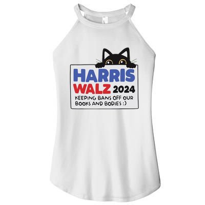 Black Cat Funny Harris Keeping Bans Off Our Books And Bodies Women's Perfect Tri Rocker Tank