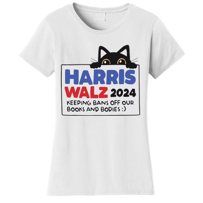 Black Cat Funny Harris Keeping Bans Off Our Books And Bodies Women's T-Shirt