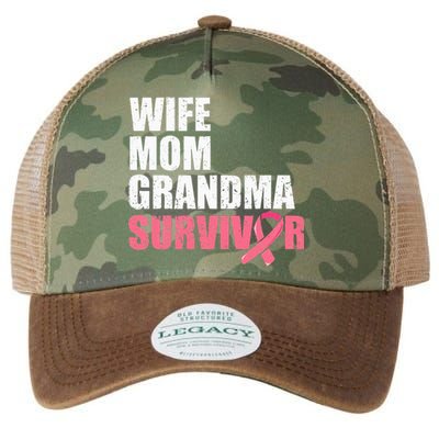 Breast Cancer Fighter  Wife Mom Grandma Survivor Legacy Tie Dye Trucker Hat