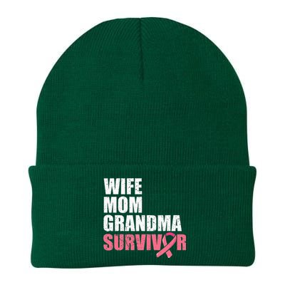 Breast Cancer Fighter  Wife Mom Grandma Survivor Knit Cap Winter Beanie