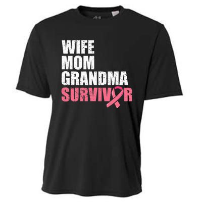 Breast Cancer Fighter  Wife Mom Grandma Survivor Cooling Performance Crew T-Shirt