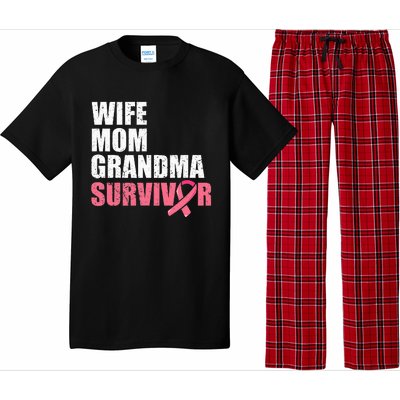 Breast Cancer Fighter  Wife Mom Grandma Survivor Pajama Set