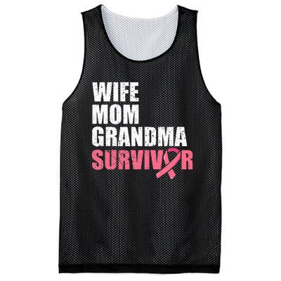 Breast Cancer Fighter  Wife Mom Grandma Survivor Mesh Reversible Basketball Jersey Tank