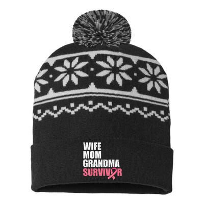 Breast Cancer Fighter  Wife Mom Grandma Survivor USA-Made Snowflake Beanie