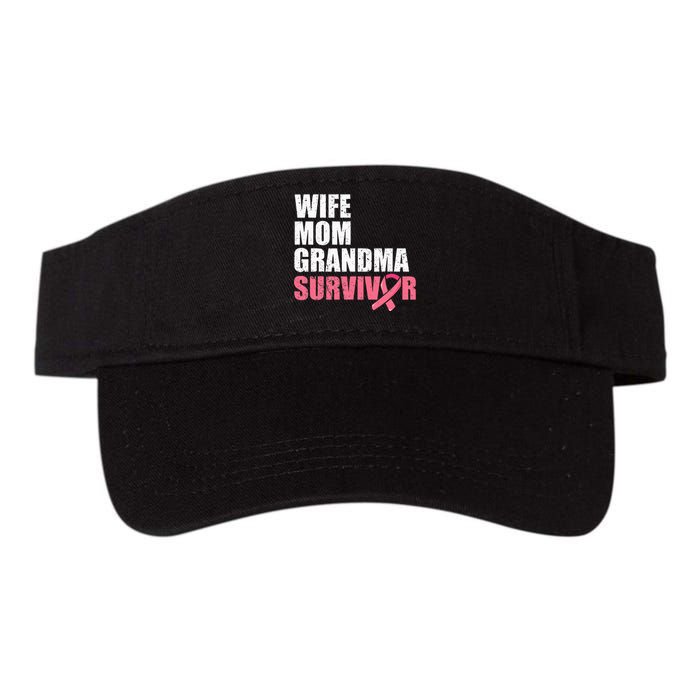 Breast Cancer Fighter  Wife Mom Grandma Survivor Valucap Bio-Washed Visor