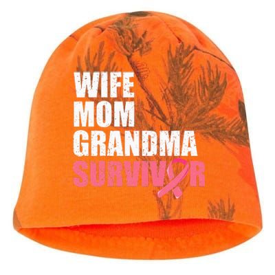 Breast Cancer Fighter  Wife Mom Grandma Survivor Kati - Camo Knit Beanie