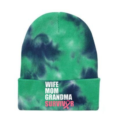 Breast Cancer Fighter  Wife Mom Grandma Survivor Tie Dye 12in Knit Beanie