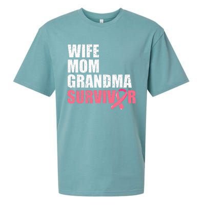 Breast Cancer Fighter  Wife Mom Grandma Survivor Sueded Cloud Jersey T-Shirt