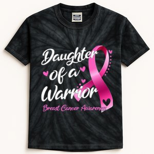 Breast Cancer Fighter Awareness Daughter Of A Warrior Kids Tie-Dye T-Shirt