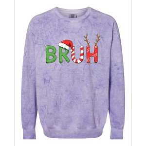 Bruh Christmas Funny Christmas Colorblast Crewneck Sweatshirt